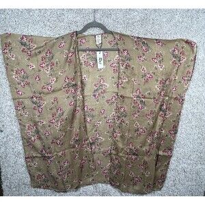 Brand New With Tags Raj Brand Open Front Kimono Beige Floral Pink Brown Print